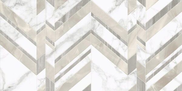 Marmo Bianco Chevron Golden Tile декор белый мрамор шеврон 30х60 см